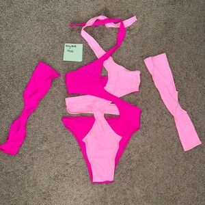 SUSPEX Pink Disruption Bodysuit with Sleeves